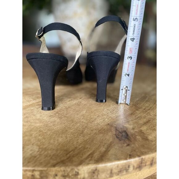 GALO Italy Black Slingback Heels 37.5 | Pointed Toe Leather Sole Dressy - Picture 8 of 8